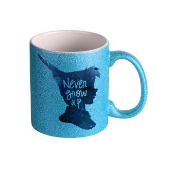 Never Grow UP, Κούπα Σιέλ Glitter που γυαλίζει, κεραμική, 330ml