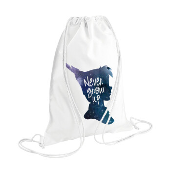 Never Grow UP, Τσάντα πλάτης πουγκί GYMBAG λευκή (28x40cm)