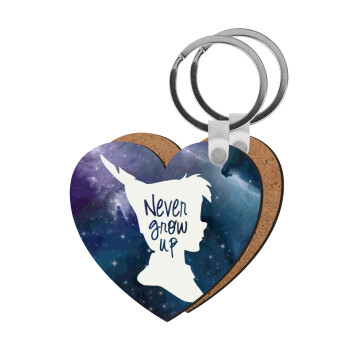 Never Grow UP, Μπρελόκ Ξύλινο καρδιά MDF