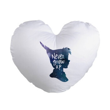 Never Grow UP, Μαξιλάρι καναπέ καρδιά 40x40cm περιέχεται το  γέμισμα