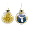 Transparent Christmas tree ball ornament with gold filling 8cm