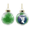Transparent Christmas tree ball ornament with green filling 8cm