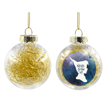 Never Grow UP, Χριστουγεννιάτικη μπάλα δένδρου διάφανη με χρυσό γέμισμα 8cm