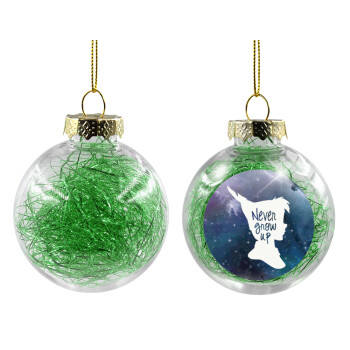 Never Grow UP, Χριστουγεννιάτικη μπάλα δένδρου διάφανη με πράσινο γέμισμα 8cm