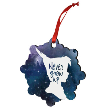 Never Grow UP, Christmas ornament snowflake wooden 7.5cm