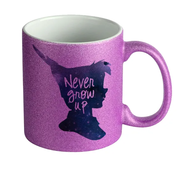 Never Grow UP — Κούπα Μωβ Glitter που γυαλίζει, κεραμική, 330ml