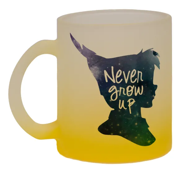 Never Grow UP — Κούπα γυάλινη δίχρωμη με βάση το κίτρινο ματ, 330ml