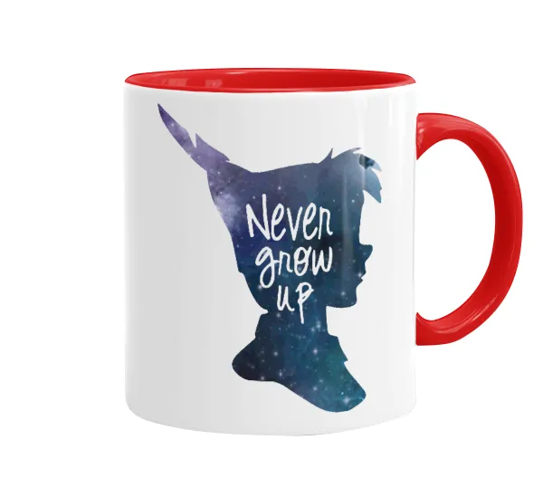 Never Grow UP — Κούπα χρωματιστή κόκκινη, κεραμική, 330ml