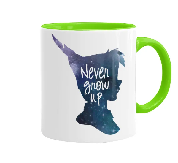 Never Grow UP — Κούπα χρωματιστή βεραμάν, κεραμική, 330ml
