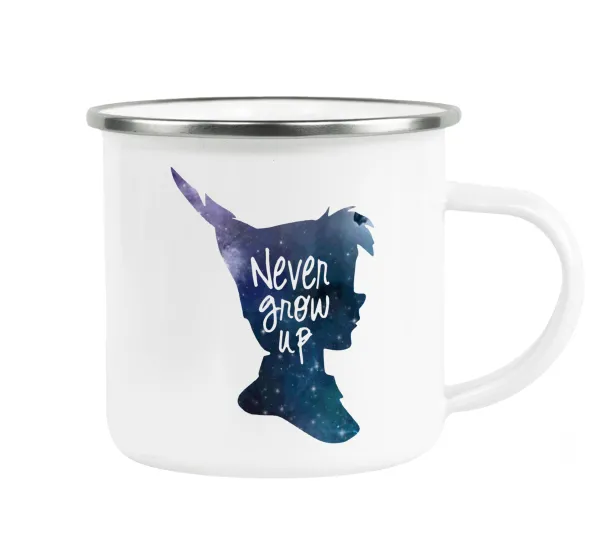 Never Grow UP — Metallic enamel cup white 360ml