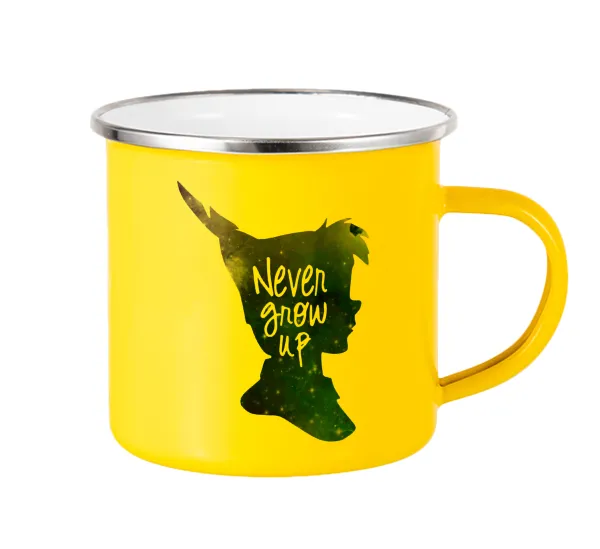 Never Grow UP — Yellow Enamel Metallic Cup 360ml