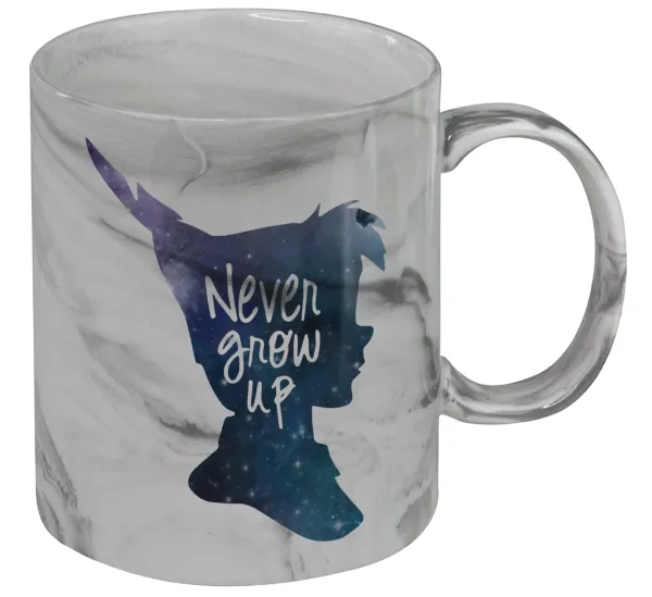 Never Grow UP — Κούπα κεραμική, marble style (μάρμαρο), 330ml