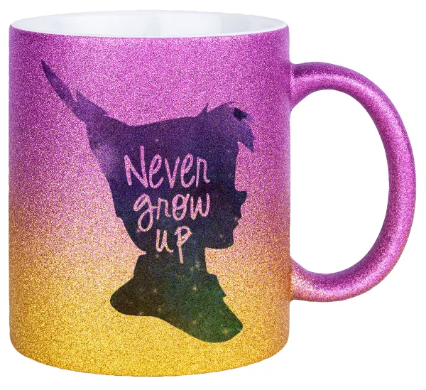 Never Grow UP — Κούπα Χρυσή/Ροζ Glitter, κεραμική, 330ml