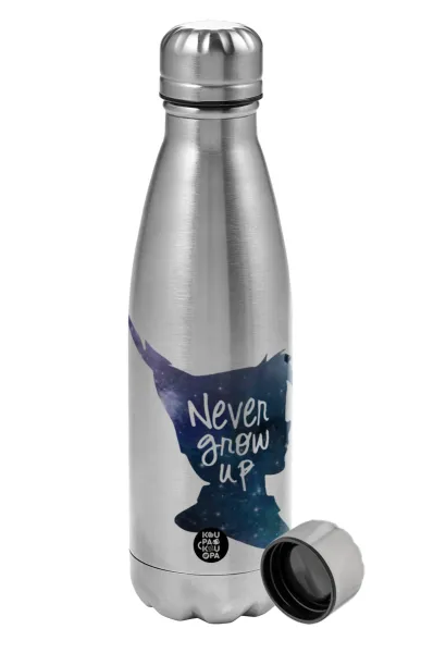 Never Grow UP — Metallic water bottle, stainless steel, 750ml