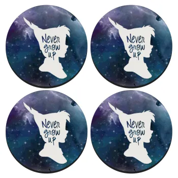Never Grow UP, ΣΕΤ 4 Σουβέρ ξύλινα στρογγυλά (9cm)