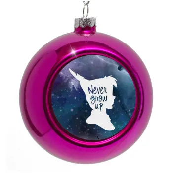 Never Grow UP, Purple Christmas tree ornament bauble 8cm