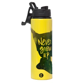 Never Grow UP, Μεταλλικό παγούρι νερού με καπάκι ασφαλείας, αλουμινίου 850ml