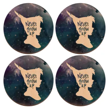 Never Grow UP, ΣΕΤ x4 Σουβέρ ξύλινα στρογγυλά plywood (9cm)
