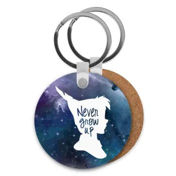 Never Grow UP, Μπρελόκ Ξύλινο στρογγυλό MDF Φ5cm