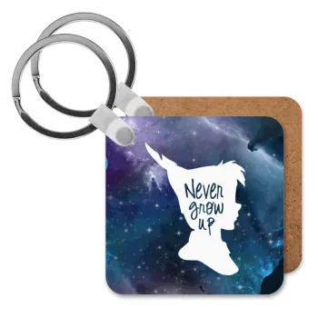 Never Grow UP, Μπρελόκ Ξύλινο τετράγωνο MDF