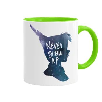 Never Grow UP, Κούπα χρωματιστή βεραμάν, κεραμική, 330ml