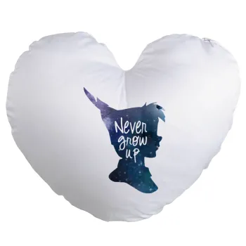 Never Grow UP, Μαξιλάρι καναπέ καρδιά 40x40cm περιέχεται το  γέμισμα