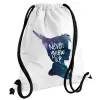 Τσάντα πλάτης πουγκί GYMBAG λευκή, με τσέπη (40x48cm) & χονδρά κορδόνια