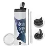 Travel Tumbler θερμό με διπλό καπάκι, μεταλλικό καλαμάκι και βούρτσα καθαρισμού (Ανωξείδωτο 304 Food grade, BPA free, 600ml)