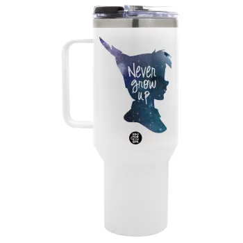 Never Grow UP, Mega Stainless steel Tumbler with lid, double wall 1,2L