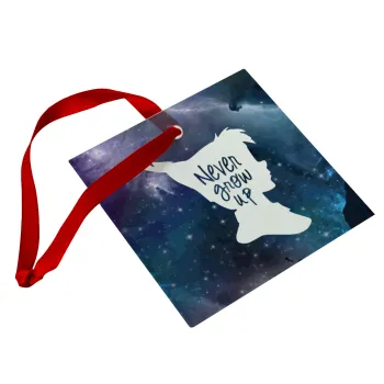 Never Grow UP, Christmas ornament, glass square ornament 9x9cm