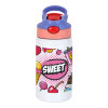 SWEET, Παιδικό παγούρι θερμό, ανοξείδωτο, με καλαμάκι ασφαλείας, ροζ/μωβ (350ml)