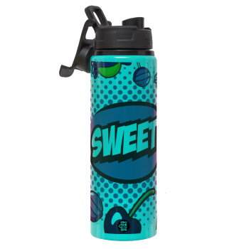 SWEET, Metallic water bottle with safety lid, 850ml aluminum