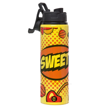 SWEET, Metallic water bottle with safety lid, 850ml aluminum