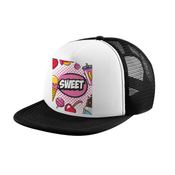 SWEET, Καπέλο Soft Trucker με Δίχτυ Black/White 