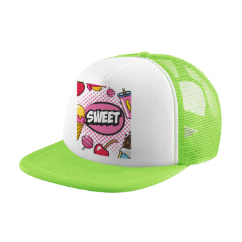 SWEET, Καπέλο Soft Trucker με Δίχτυ Πράσινο/Λευκό