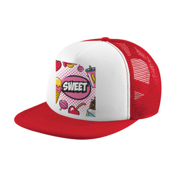 SWEET, Καπέλο Soft Trucker με Δίχτυ Red/White 