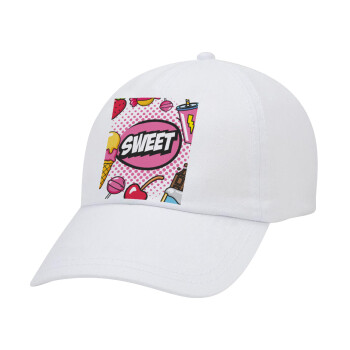 SWEET, Καπέλο Baseball Λευκό (5-φύλλο, unisex)