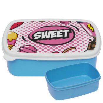 SWEET, ΜΠΛΕ παιδικό δοχείο φαγητού (lunchbox) πλαστικό (BPA-FREE) Lunch Βox M18 x Π13 x Υ6cm
