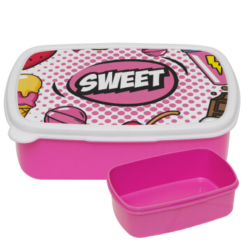 SWEET, ΡΟΖ παιδικό δοχείο φαγητού (lunchbox) πλαστικό (BPA-FREE) Lunch Βox M18 x Π13 x Υ6cm