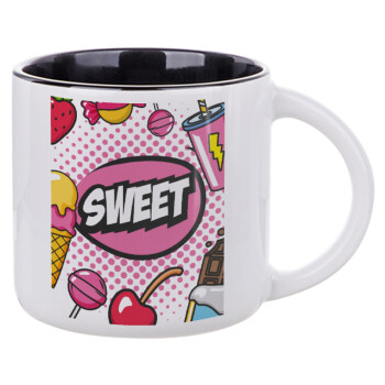 SWEET, Κούπα κεραμική 400ml Λευκή/Μαύρη