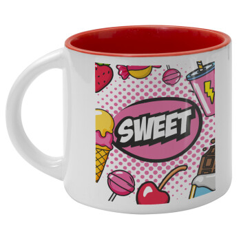 SWEET, Κούπα κεραμική 400ml Λευκή/Κόκκινη