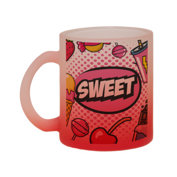 SWEET, Κούπα γυάλινη δίχρωμη με βάση το κόκκινο ματ, 330ml