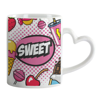 SWEET, Mug heart handle, ceramic, 330ml