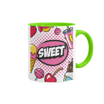 SWEET, Κούπα χρωματιστή βεραμάν, κεραμική, 330ml