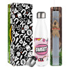 Easter candle, metallic white thermos bottle (500ml) & aromatic flat candle (30cm) (GRAY)