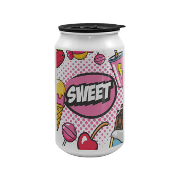 SWEET, Κούπα ταξιδιού μεταλλική με καπάκι (tin-can) 500ml