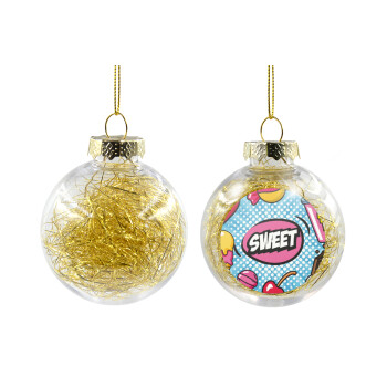 SWEET, Χριστουγεννιάτικη μπάλα δένδρου διάφανη με χρυσό γέμισμα 8cm