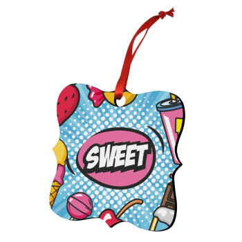 SWEET, Christmas ornament polygon wooden 7.5cm