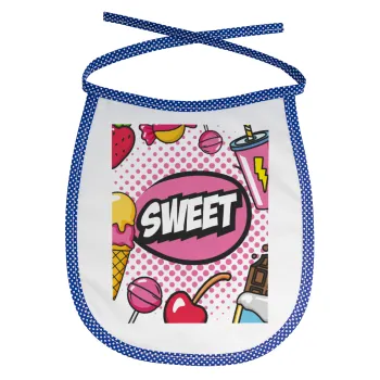 SWEET, Σαλιάρα μωρού αλέκιαστη με κορδόνι Μπλε