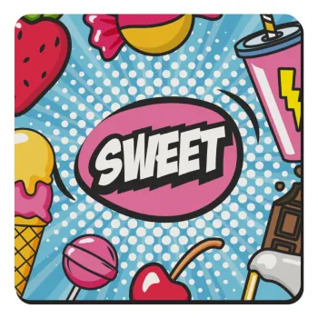 SWEET, Τετράγωνο μαγνητάκι ξύλινο 9x9cm